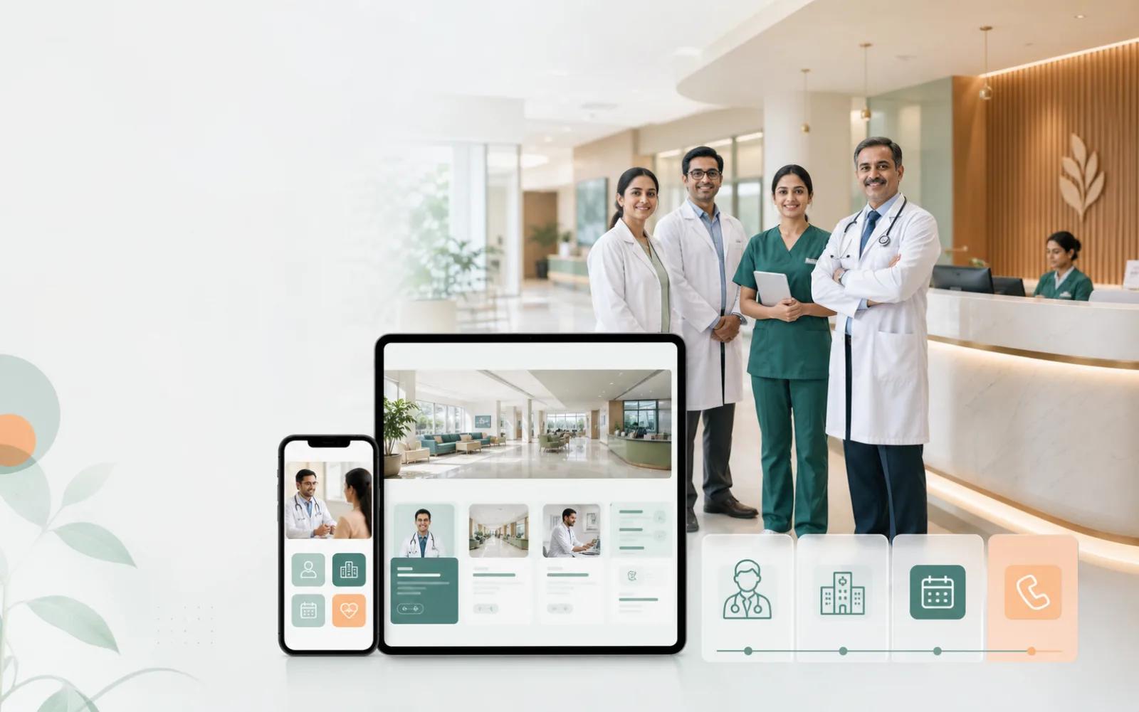 Hospital care team with accessible patient website