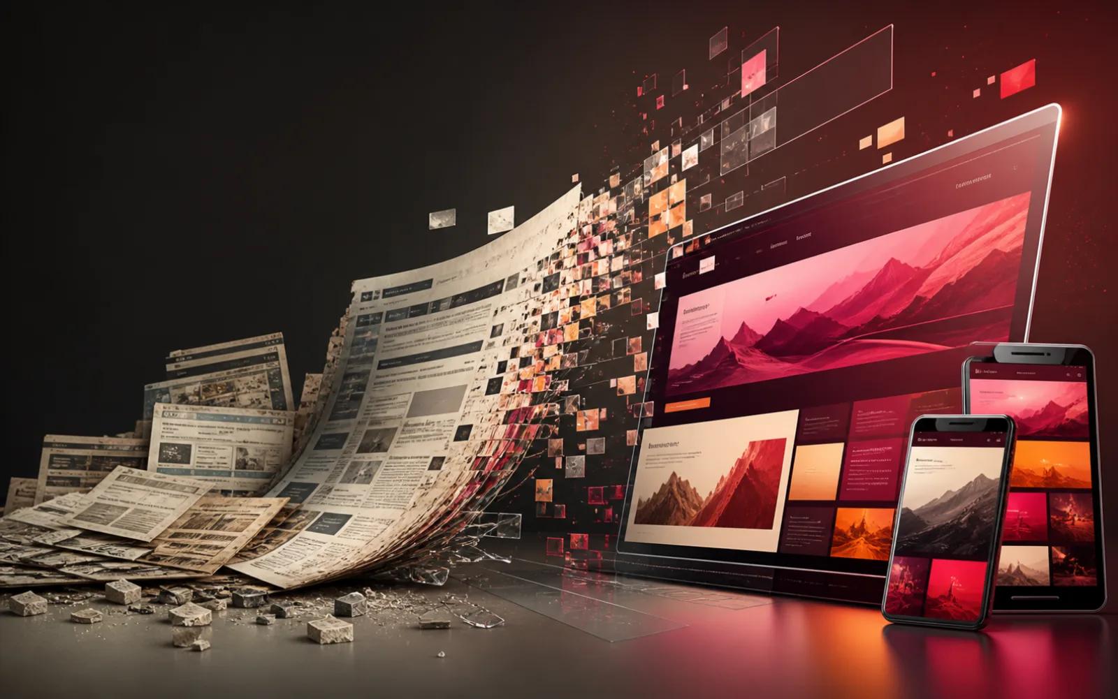 Old website transforming into a modern responsive digital experience