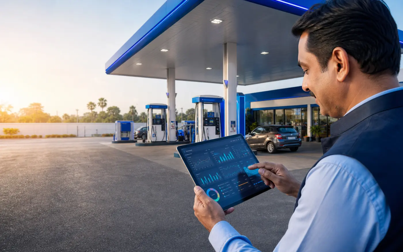 Fuel station manager using cloud petrol pump management software